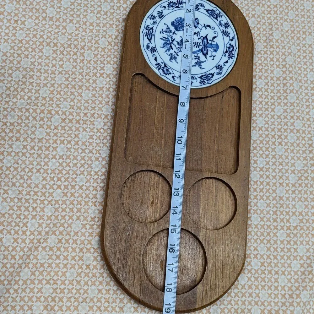 Teakwood Dolphin Wooden Cheese Appetizer Charcuterie‎ Board w Porcelain Plate